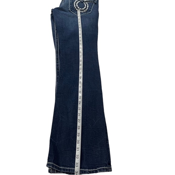 Big Star Liv Slim Boot Women Dark Wash Jeans Sz 30Lx34 Flap Pockets Thick Stitch - Picture 14 of 15